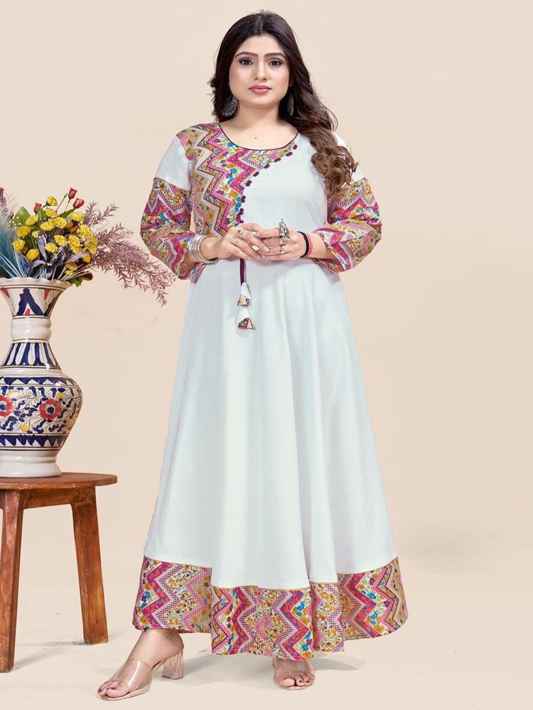 MEESORRA Cross Patched Printed Plus Size Maxi Ethnic Dress - view 1