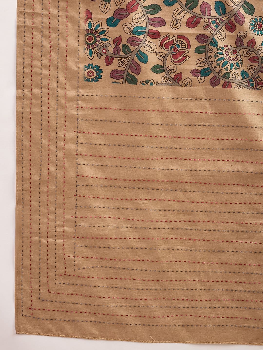 Saree mall Floral Kantha Work Silk Blend Tussar Sarees thumbnail 3