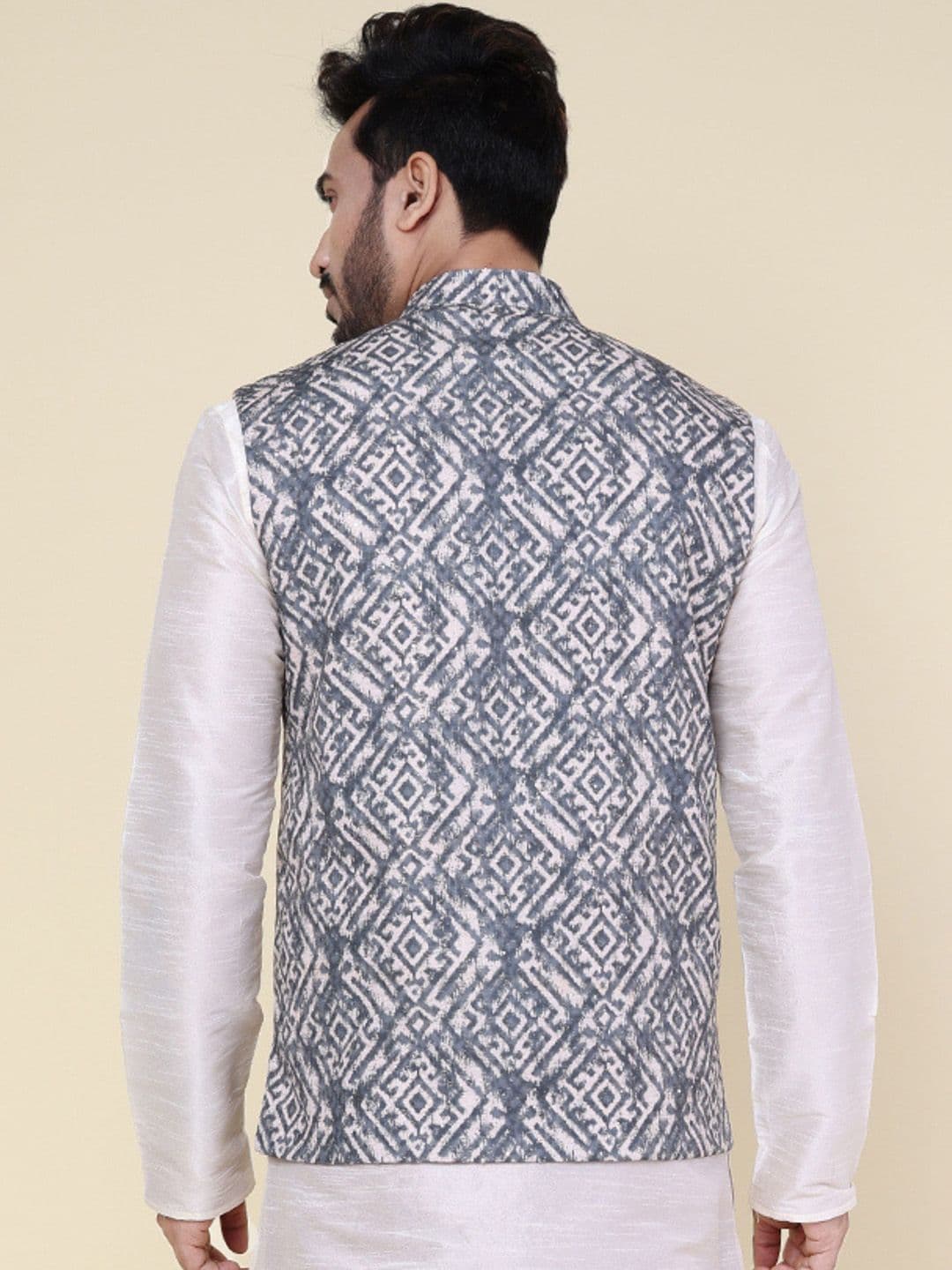 W & G Embroidered Mandarin Collar Nehru Jacket thumbnail 3
