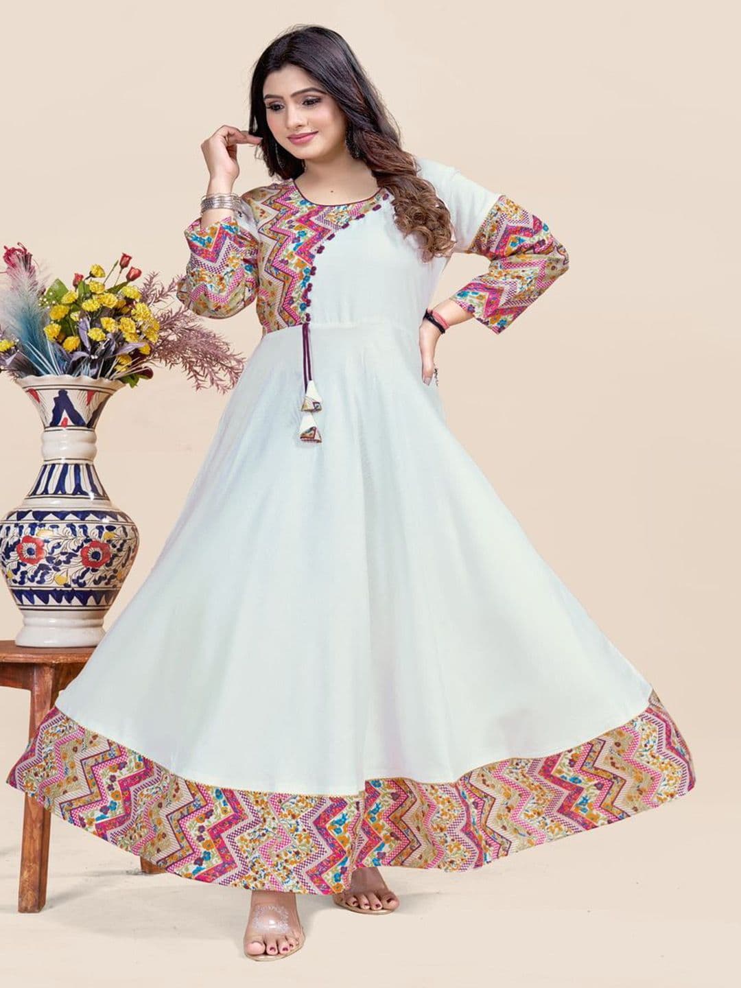 MEESORRA Cross Patched Printed Plus Size Maxi Ethnic Dress thumbnail 5