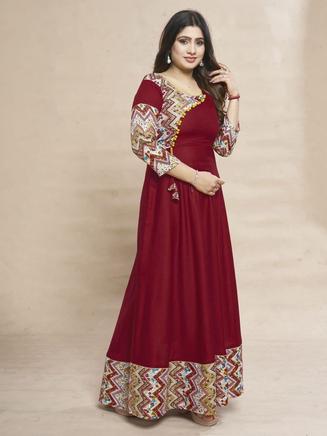 MEESORRA Printed Fit And Flare Ethnic Dresses thumbnail 4