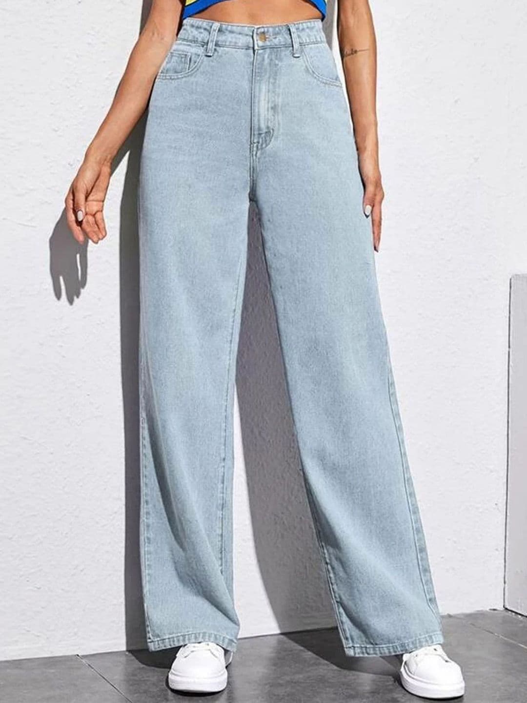 Z & G trends Women Wide Leg High-Rise Slash Knee Heavy Fade Jeans - view 1
