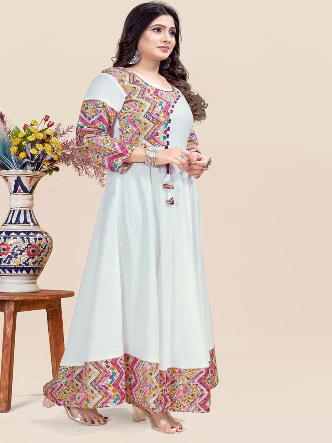MEESORRA Cross Patched Printed Plus Size Maxi Ethnic Dress thumbnail 2