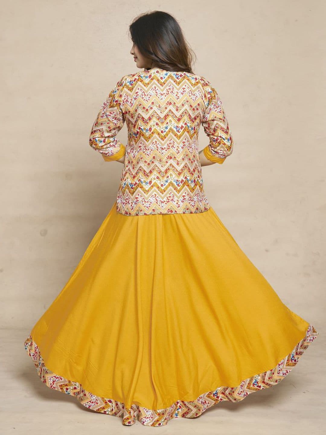 MEESORRA Printed Gown Ethnic Dress With Koti Jacket thumbnail 5