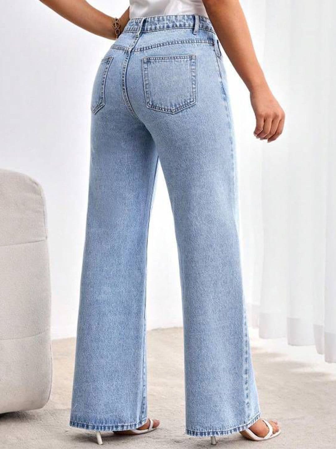 VBEAUTI Women Solid Jean Boyfriend Fit High-Rise Stretchable Jeans thumbnail 2