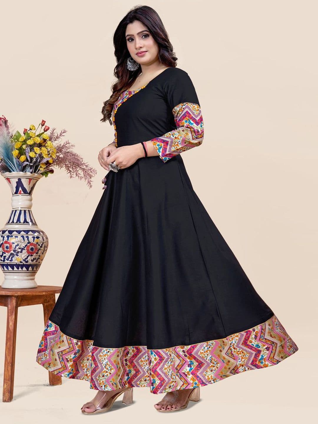 MEESORRA Printed Plus Size Fit & Flare Ethnic Dress thumbnail 3