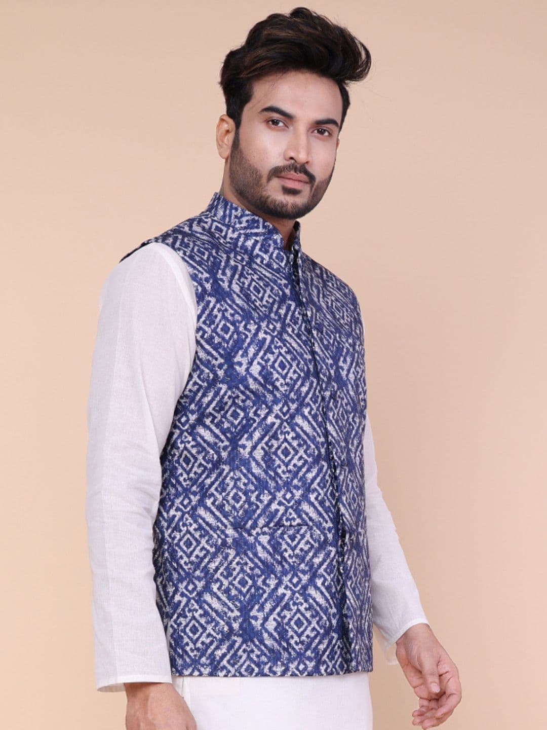 W & G Embroidered Mandarin Collar Nehru Jacket thumbnail 3