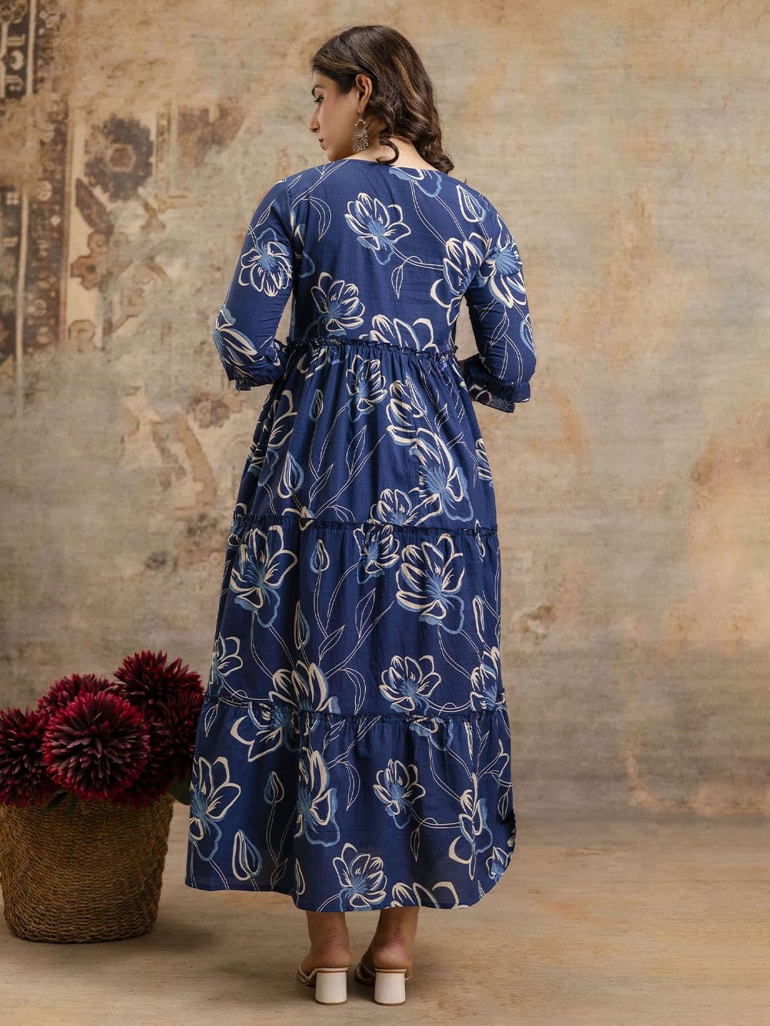 VARICOS Pure Cotton Printed Pregnancy Wear Maternity Maxi Dress With Nursing Zipper thumbnail 5