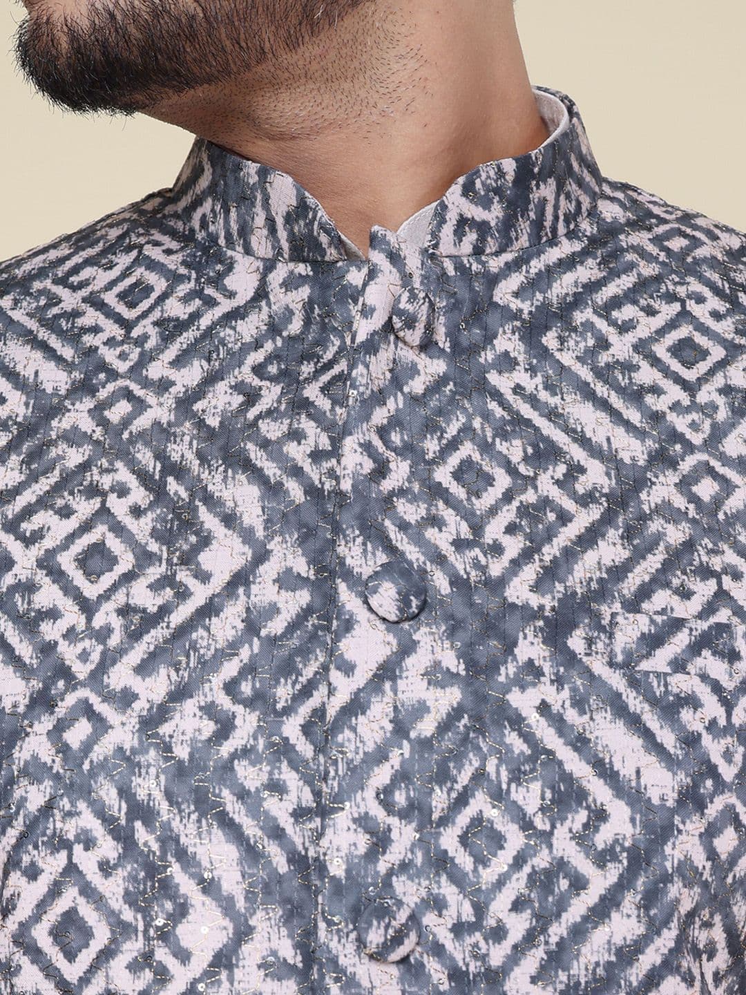 W & G Embroidered Mandarin Collar Nehru Jacket thumbnail 5