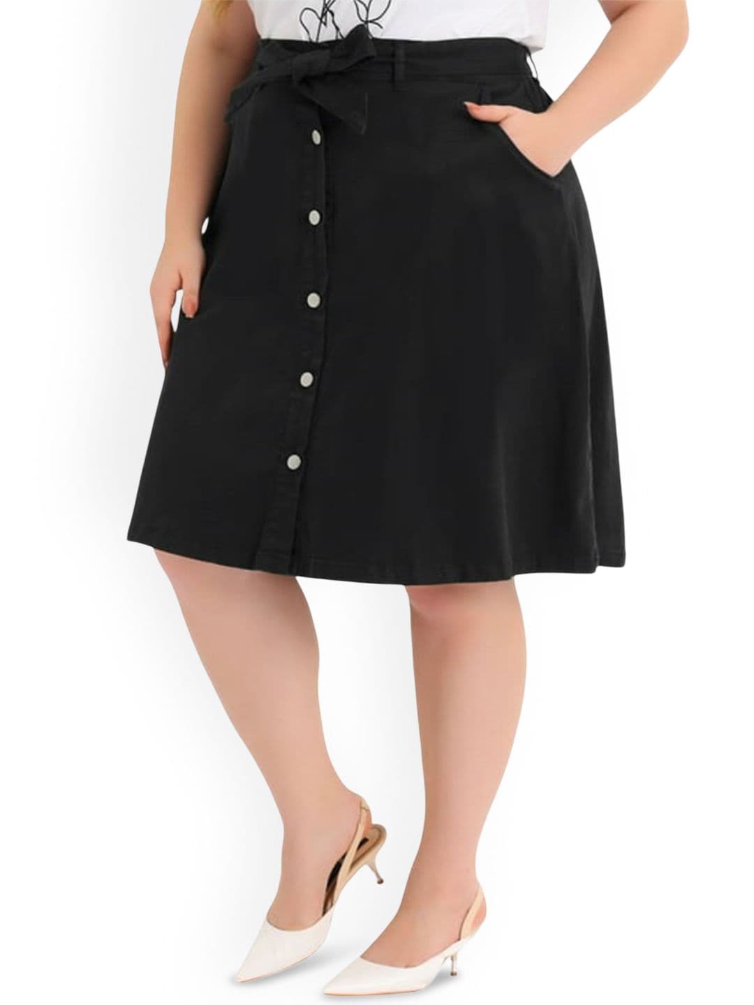 Tripursundari Fashion Denim High-Waist A-Line Knee Length Skirt thumbnail 5