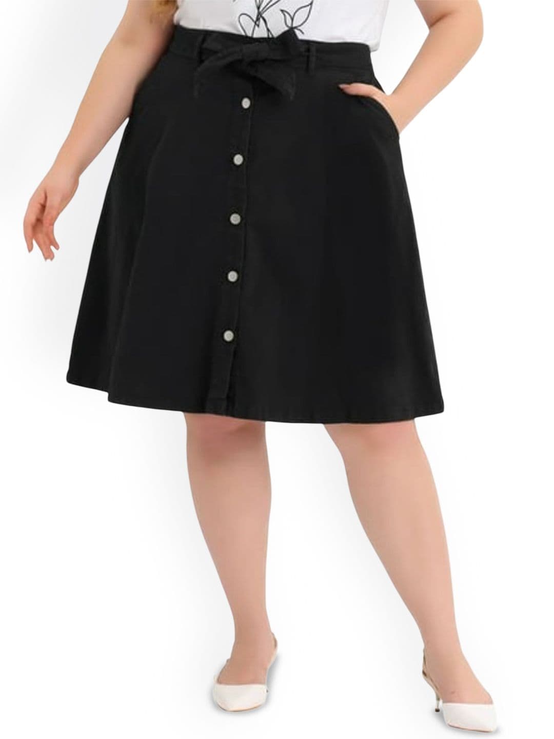 Tripursundari Fashion Denim High-Waist A-Line Knee Length Skirt - view 1