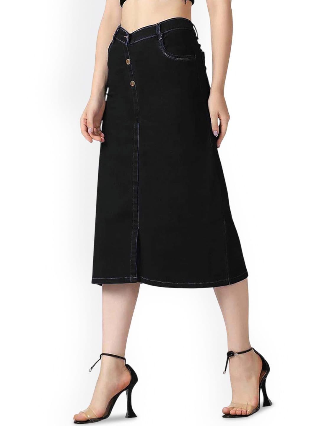 Tripursundari Fashion Denim Straight Midi Skirt thumbnail 6
