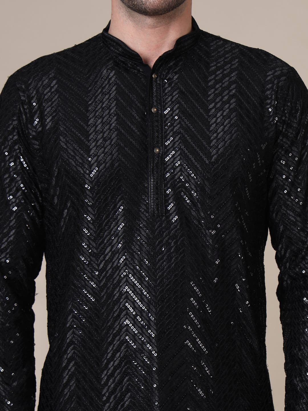 ADHIRAJAN Men Geometric Embroidered Chikankari Kurta thumbnail 5