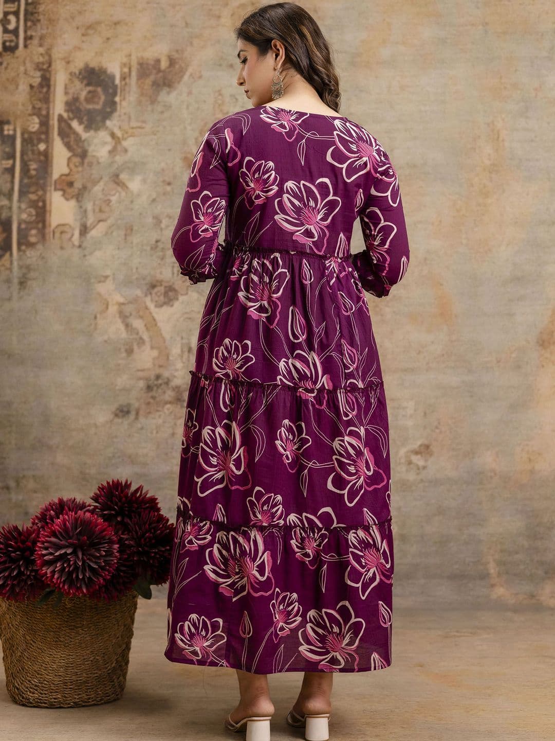 VARICOS Pure Cotton Printed Pregnancy Wear Maternity Maxi Dress With Nursing Zipper thumbnail 7