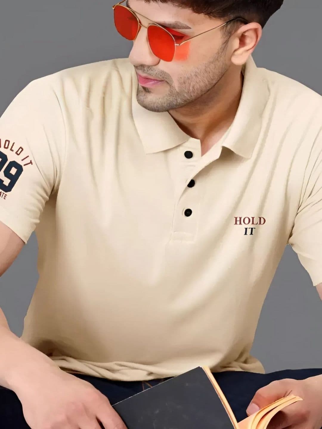 TAZO Typography Printed Polo Collar Cotton Short Sleeves Regular Fit T-shirt - view 1