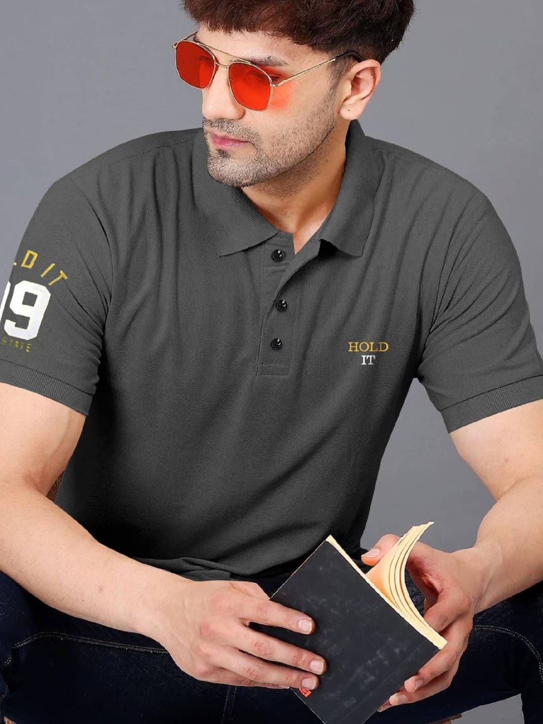 TAZO Solid Polo Collar Cotton T-shirt - view 1
