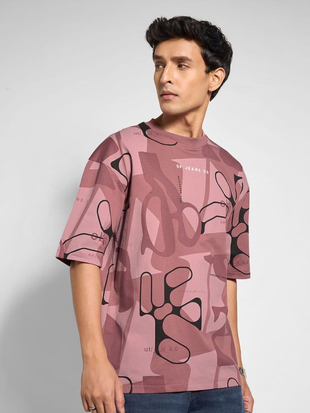 SF JEANS by Pantaloons Graphic Printed Round Neck Cotton Relaxed Fit T-shirt thumbnail 2