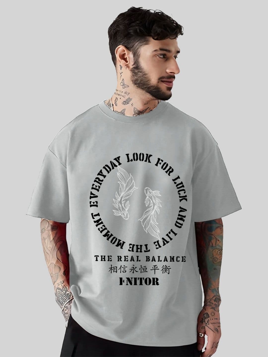 AUSK Typography Printed Round Neck Oversized T-shirts - view 1