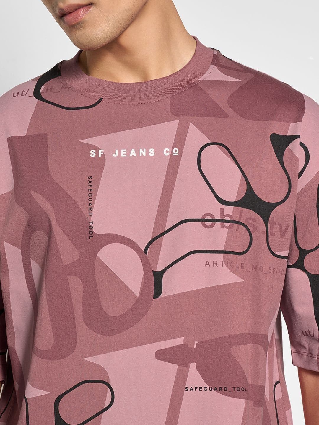 SF JEANS by Pantaloons Graphic Printed Round Neck Cotton Relaxed Fit T-shirt thumbnail 5
