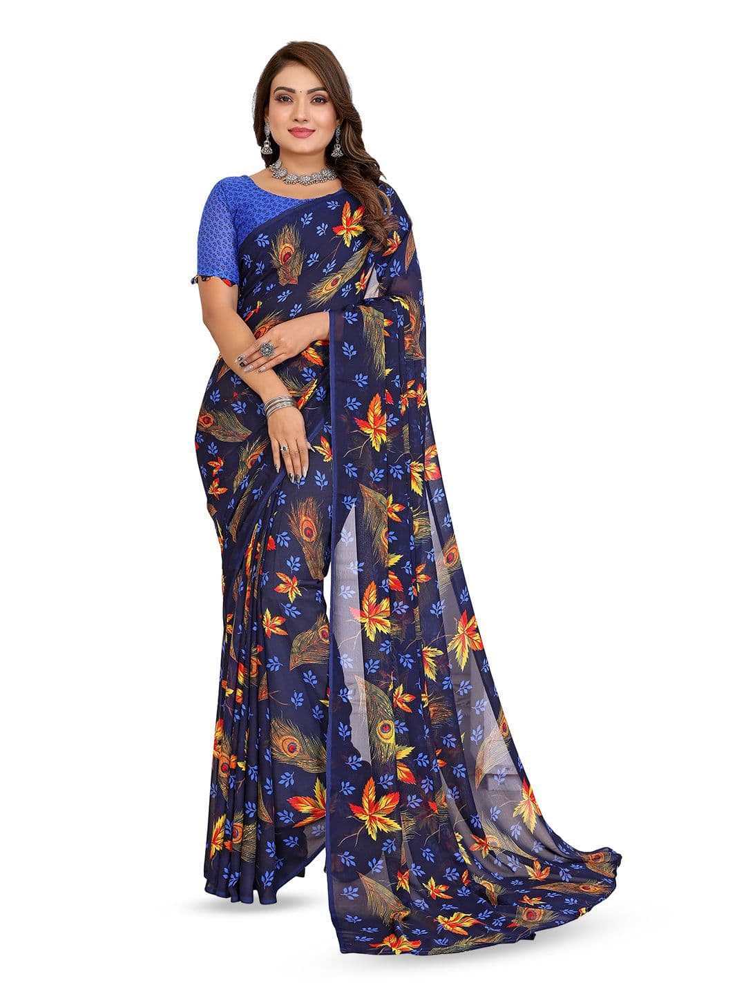 Moda Rapido Floral Poly Georgette Saree - view 1