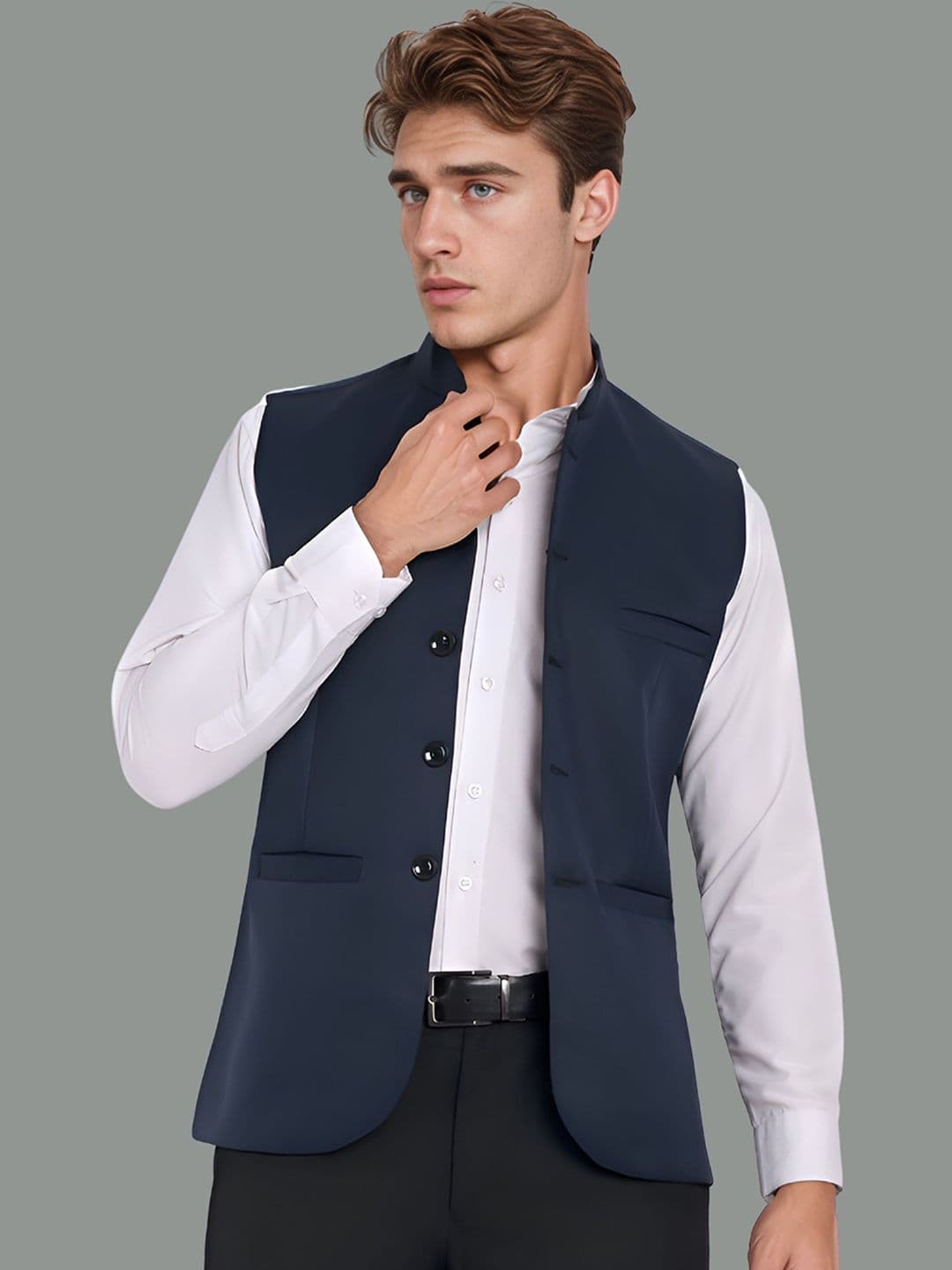 Moda Rapido Mandarin Collar Nehru Jacket - view 1