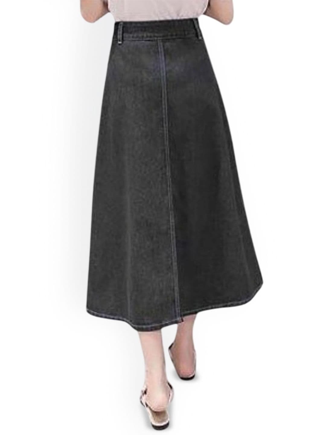Tripursundari Fashion Denim High Waist A-Line Midi Skirt thumbnail 2