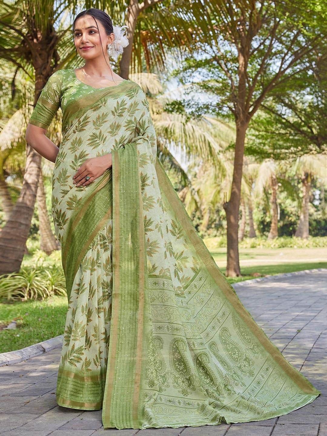 KALINI Ethnic Motifs Zari Silk Cotton Saree - view 1