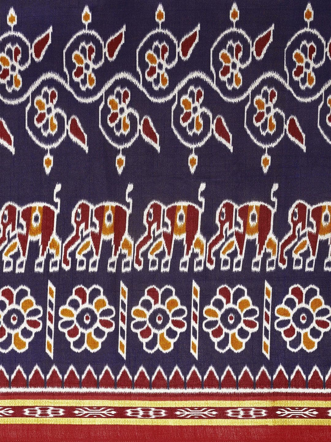 Anouk Rustic Floral Silk Blend Ikat Saree thumbnail 6