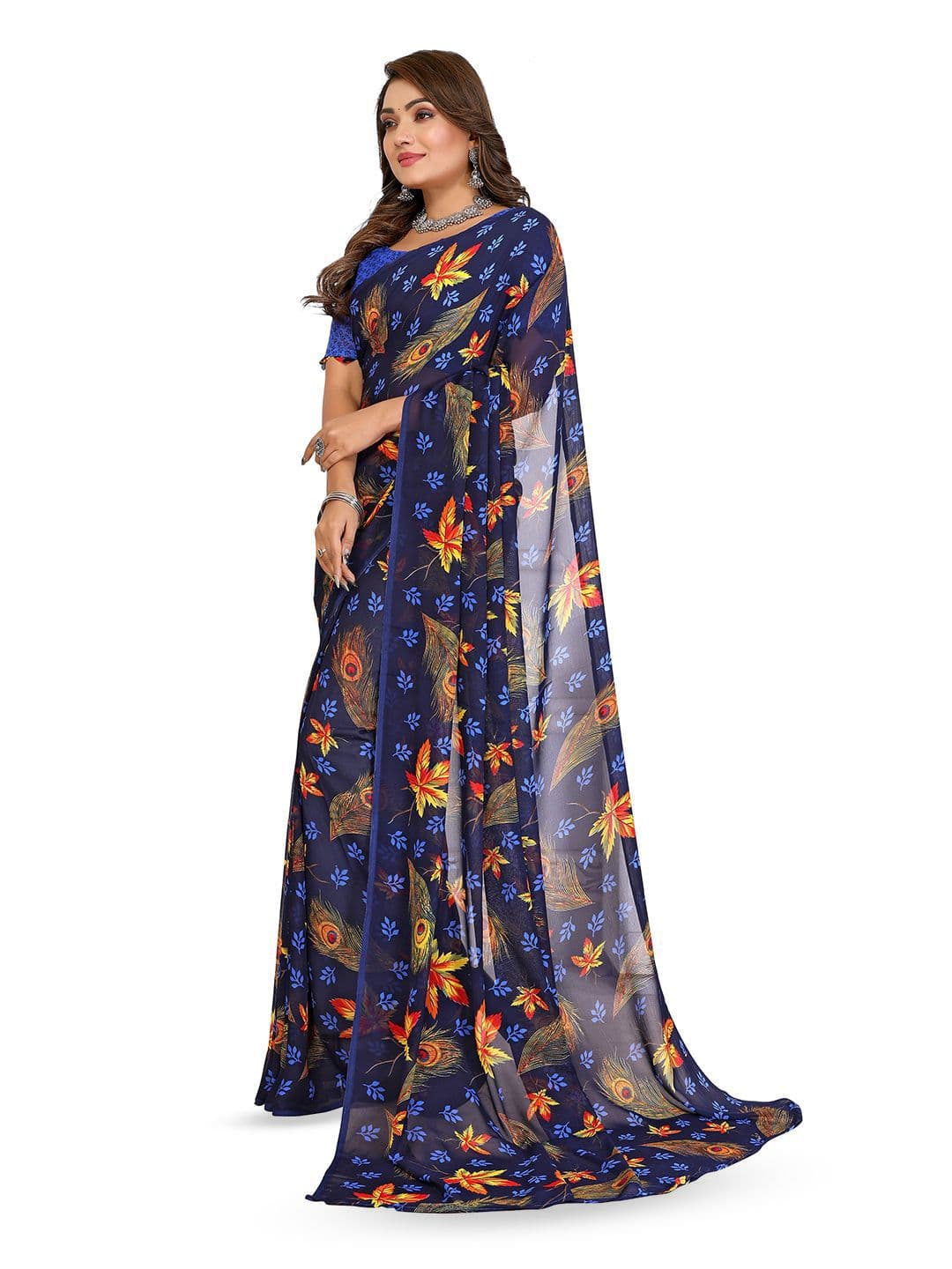 Moda Rapido Floral Poly Georgette Saree thumbnail 5