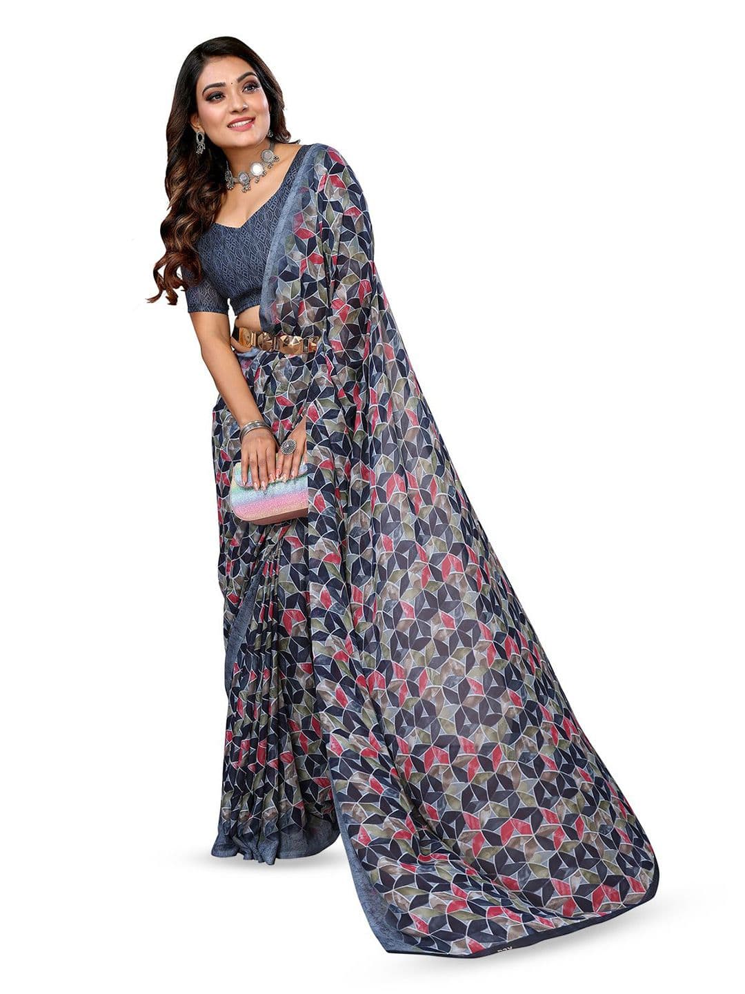 Moda Rapido Poly Georgette Saree thumbnail 5