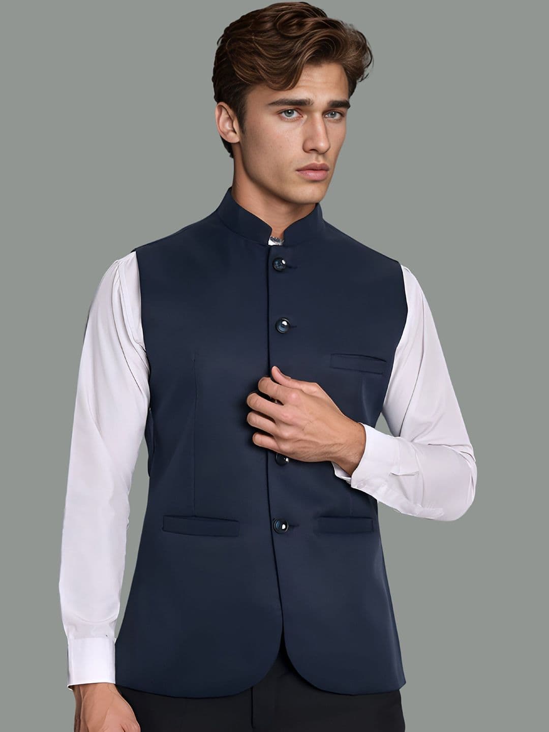 Moda Rapido Mandarin Collar Nehru Jacket thumbnail 7