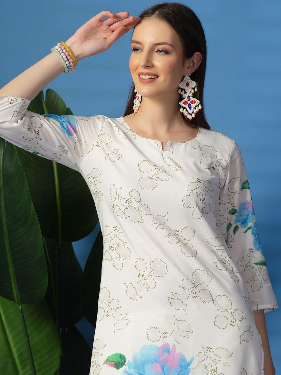 Sangria Floral Printed Pure Cotton Straight Kurta thumbnail 5