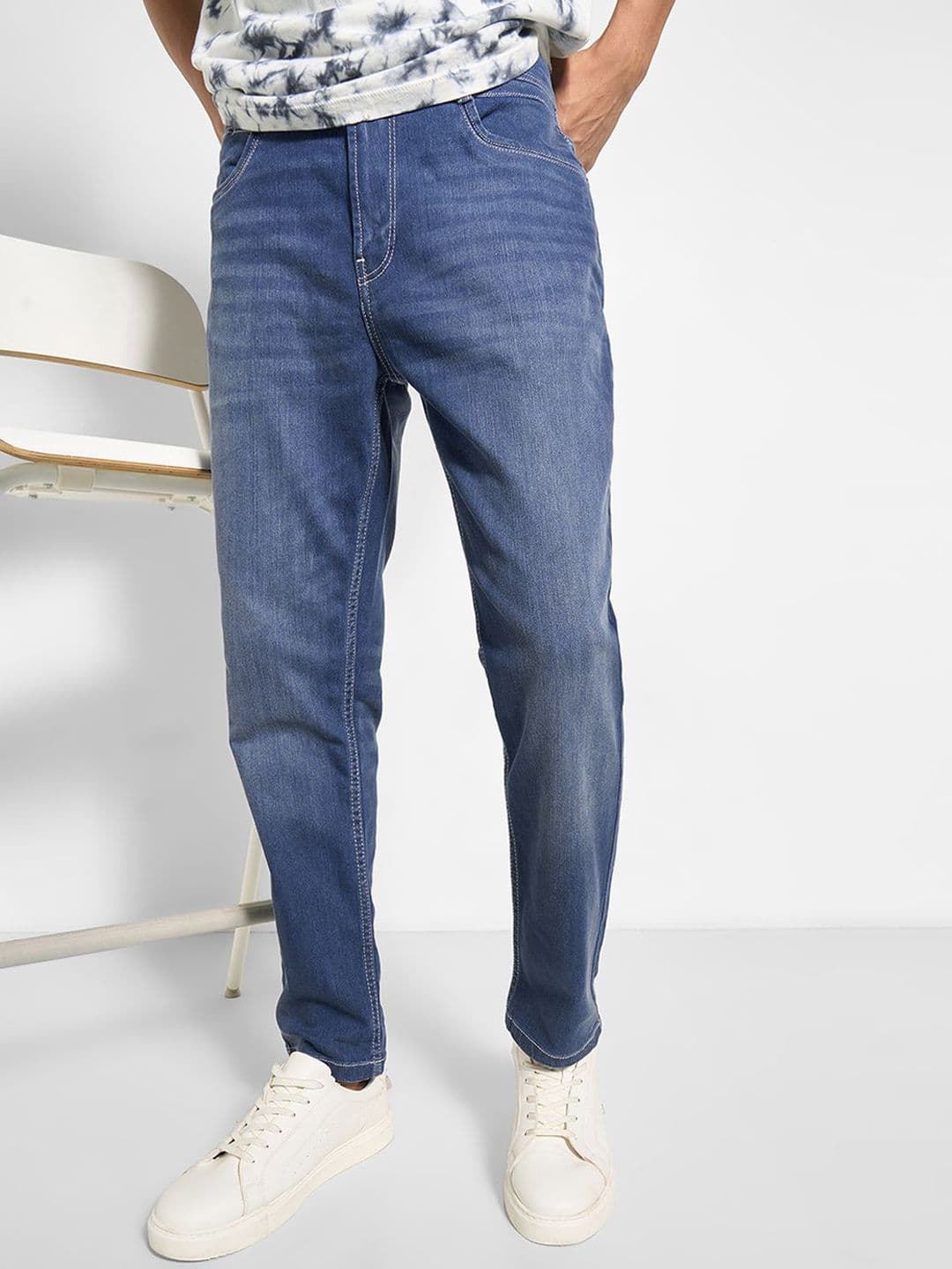 SF JEANS by Pantaloons Men Regular Fit Mid-Rise Light Fade Jeans thumbnail 3