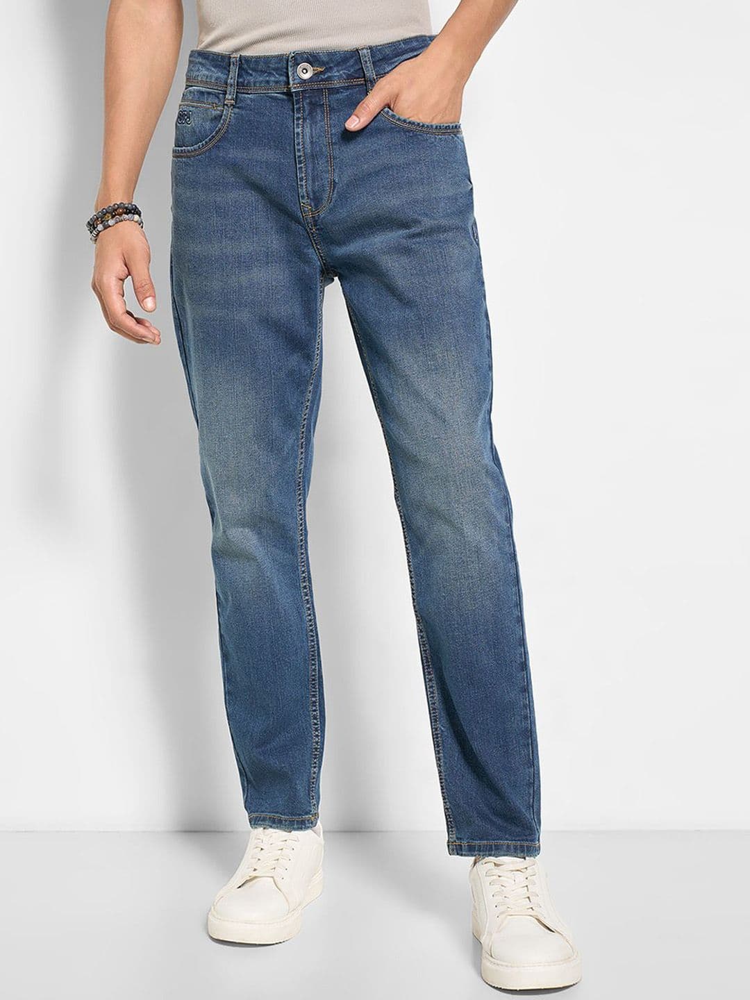 SF JEANS by Pantaloons Men Regular Fit Mid-Rise Heavy Fade Jeans - view 1