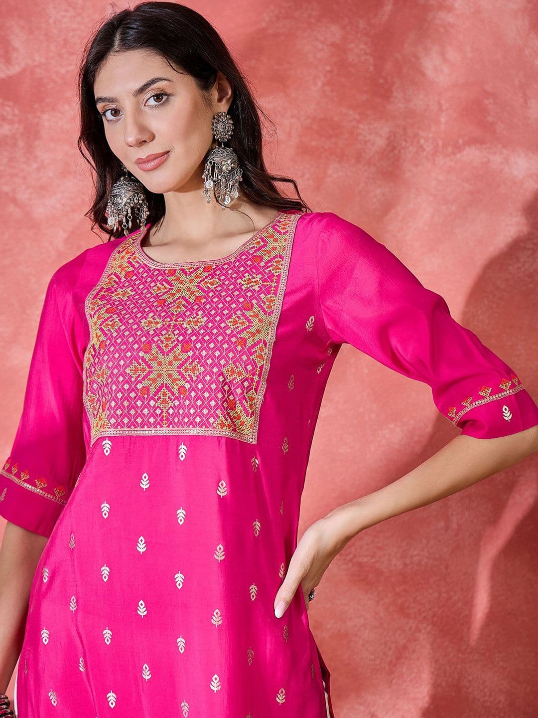 Sangria Women Cotton Embroidered Printed Straight Kurta thumbnail 7