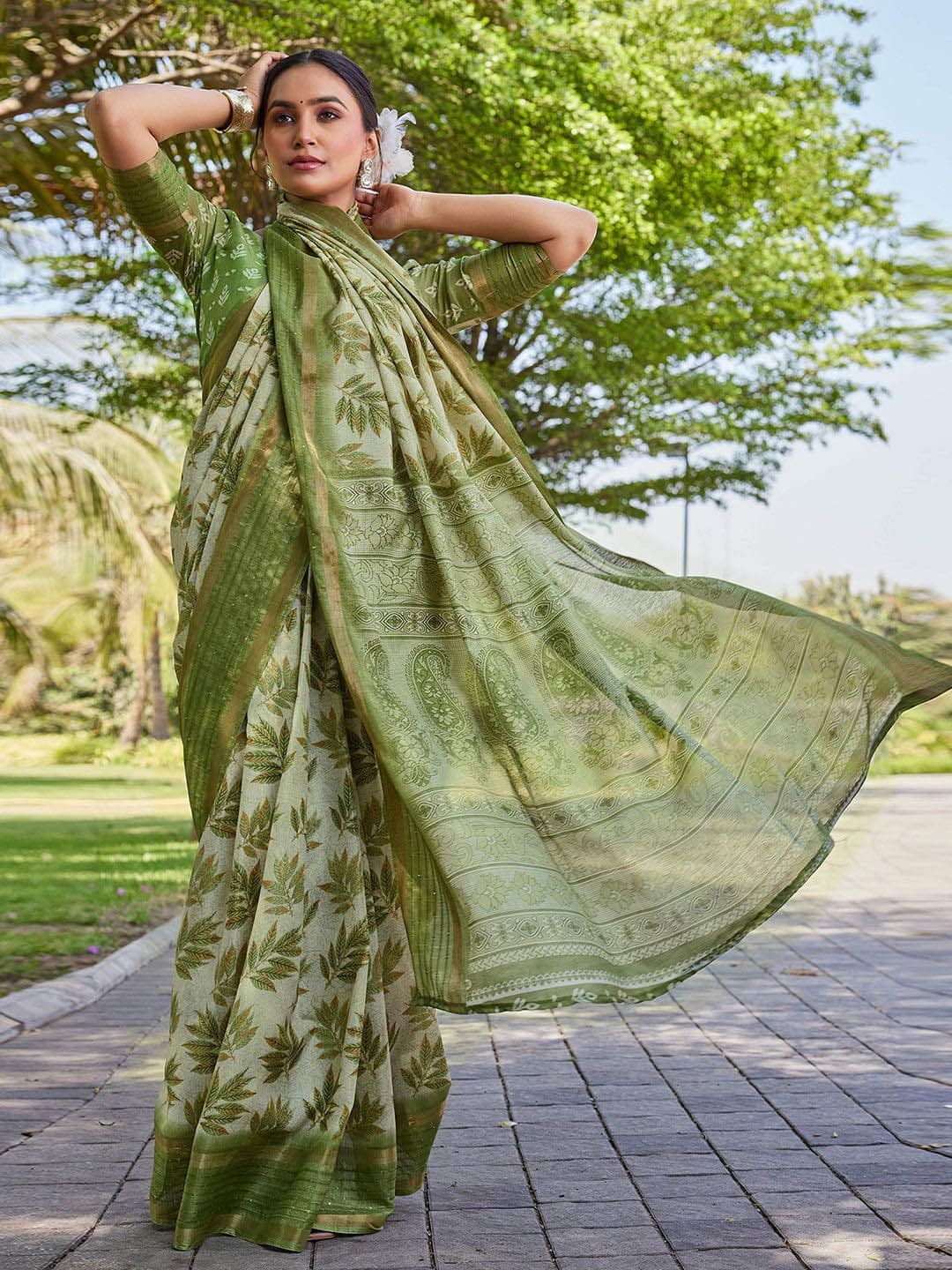 KALINI Ethnic Motifs Zari Silk Cotton Saree thumbnail 3