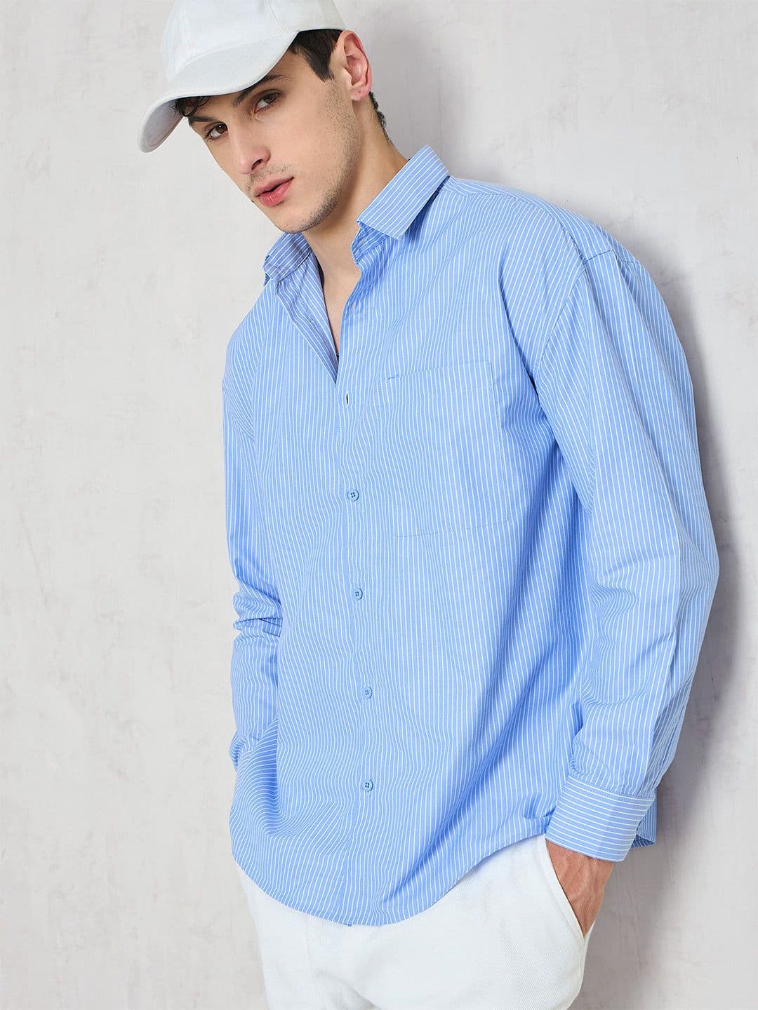 MASCLN SASSAFRAS Vertical Stripes Spread Collar Relaxed Fit Shirt - view 1