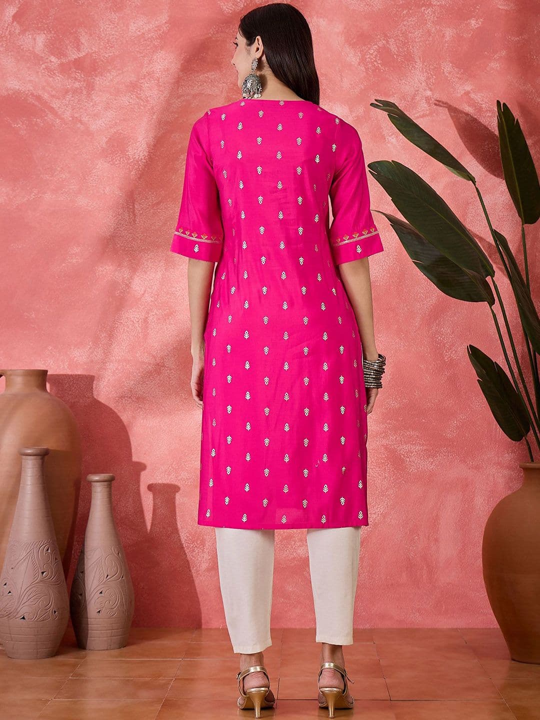 Sangria Women Cotton Embroidered Printed Straight Kurta thumbnail 4