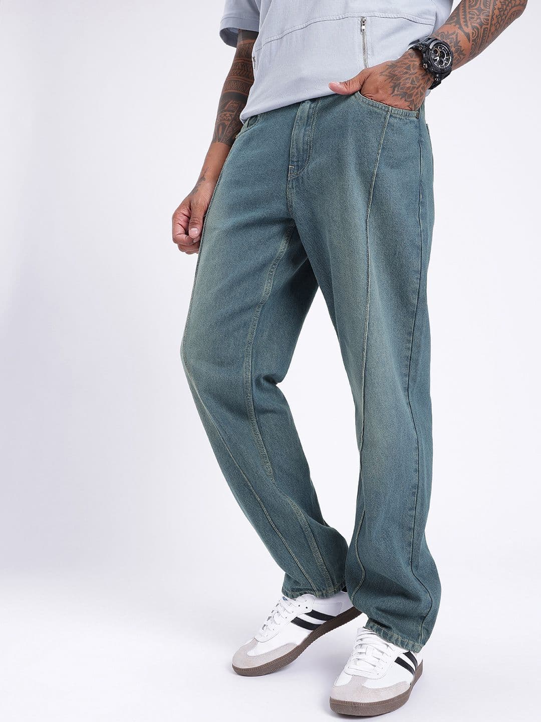glitchez Men Straight Fit Heavy Fade Jeans thumbnail 5
