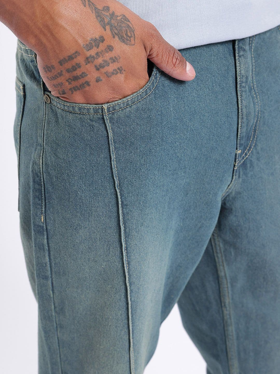 glitchez Men Straight Fit Heavy Fade Jeans thumbnail 2