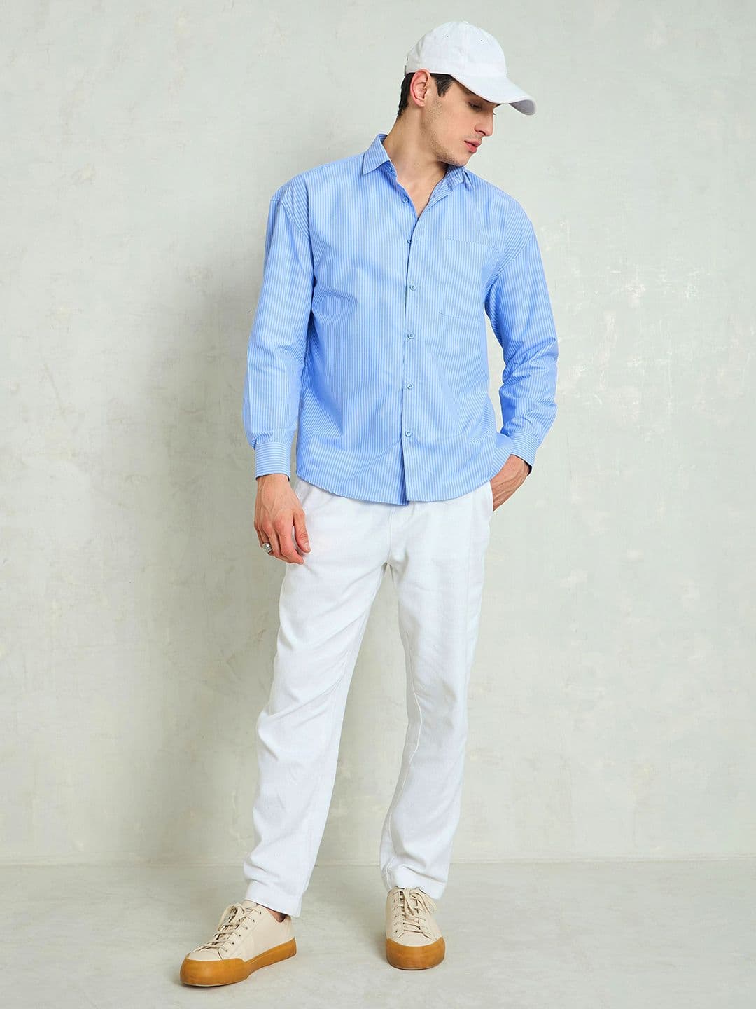 MASCLN SASSAFRAS Vertical Stripes Spread Collar Relaxed Fit Shirt thumbnail 5
