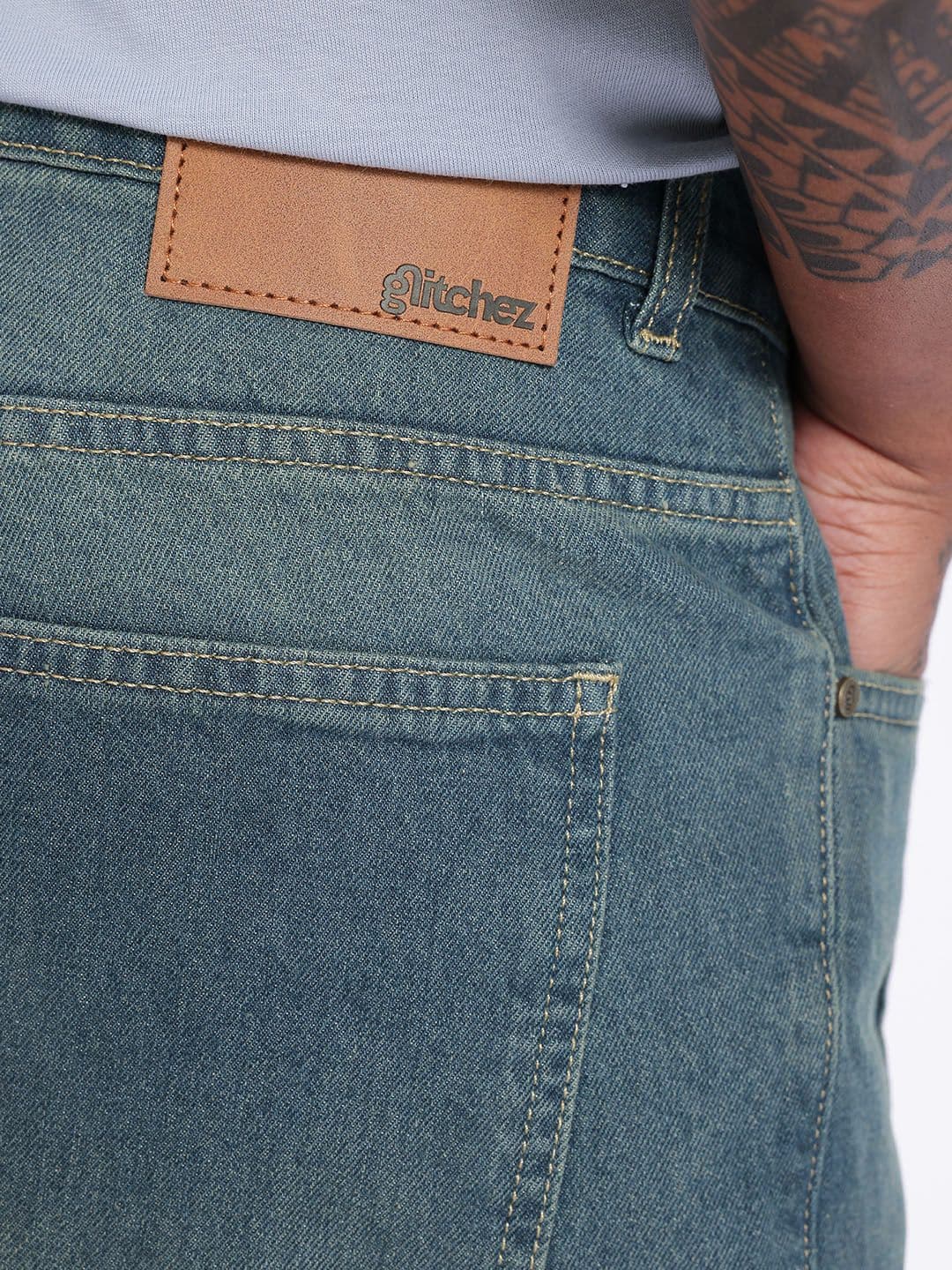 glitchez Men Straight Fit Heavy Fade Jeans thumbnail 6