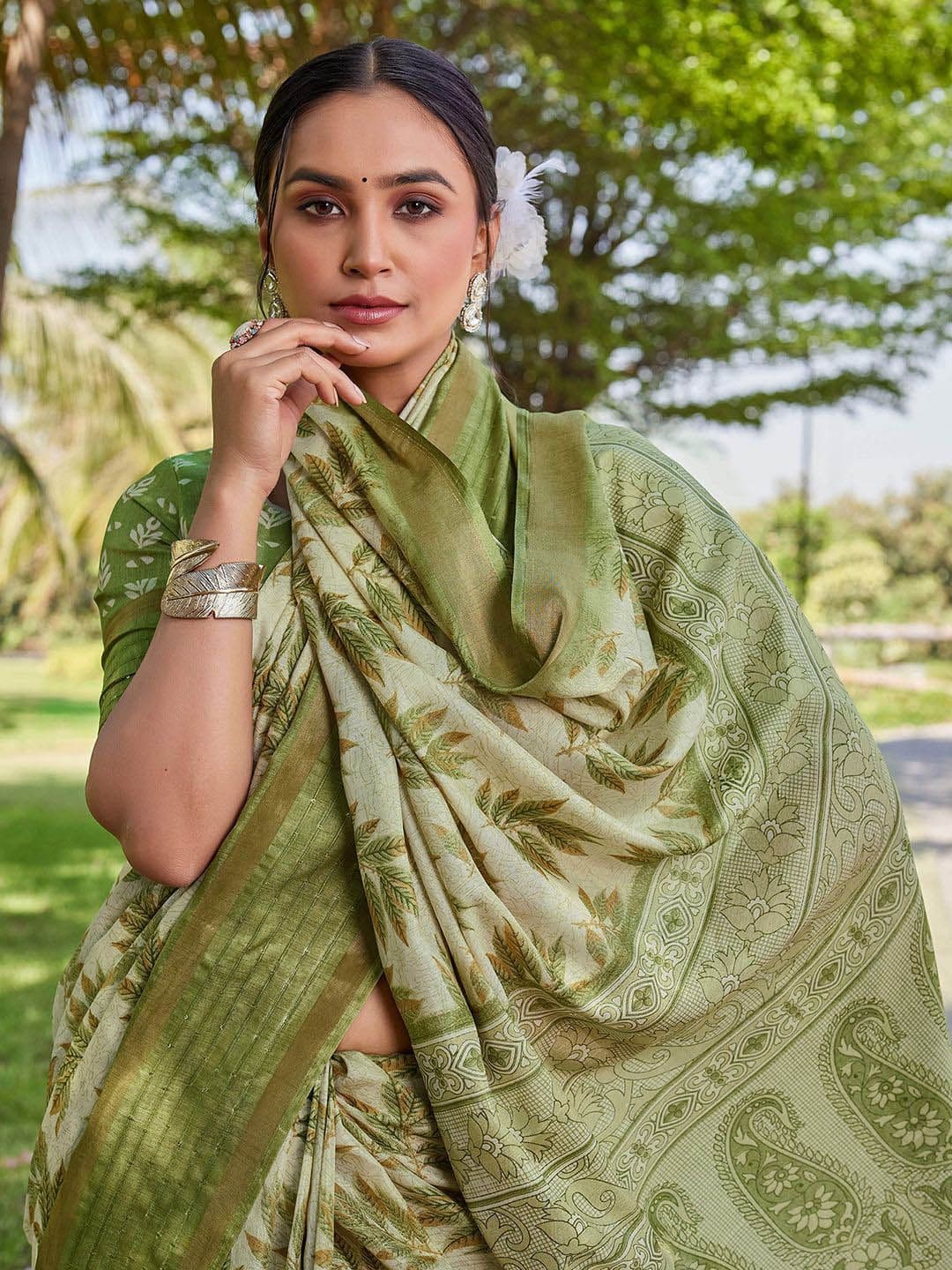 KALINI Ethnic Motifs Zari Silk Cotton Saree thumbnail 6