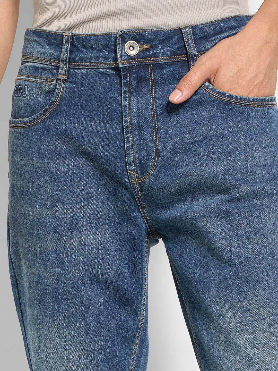 SF JEANS by Pantaloons Men Regular Fit Mid-Rise Heavy Fade Jeans thumbnail 5