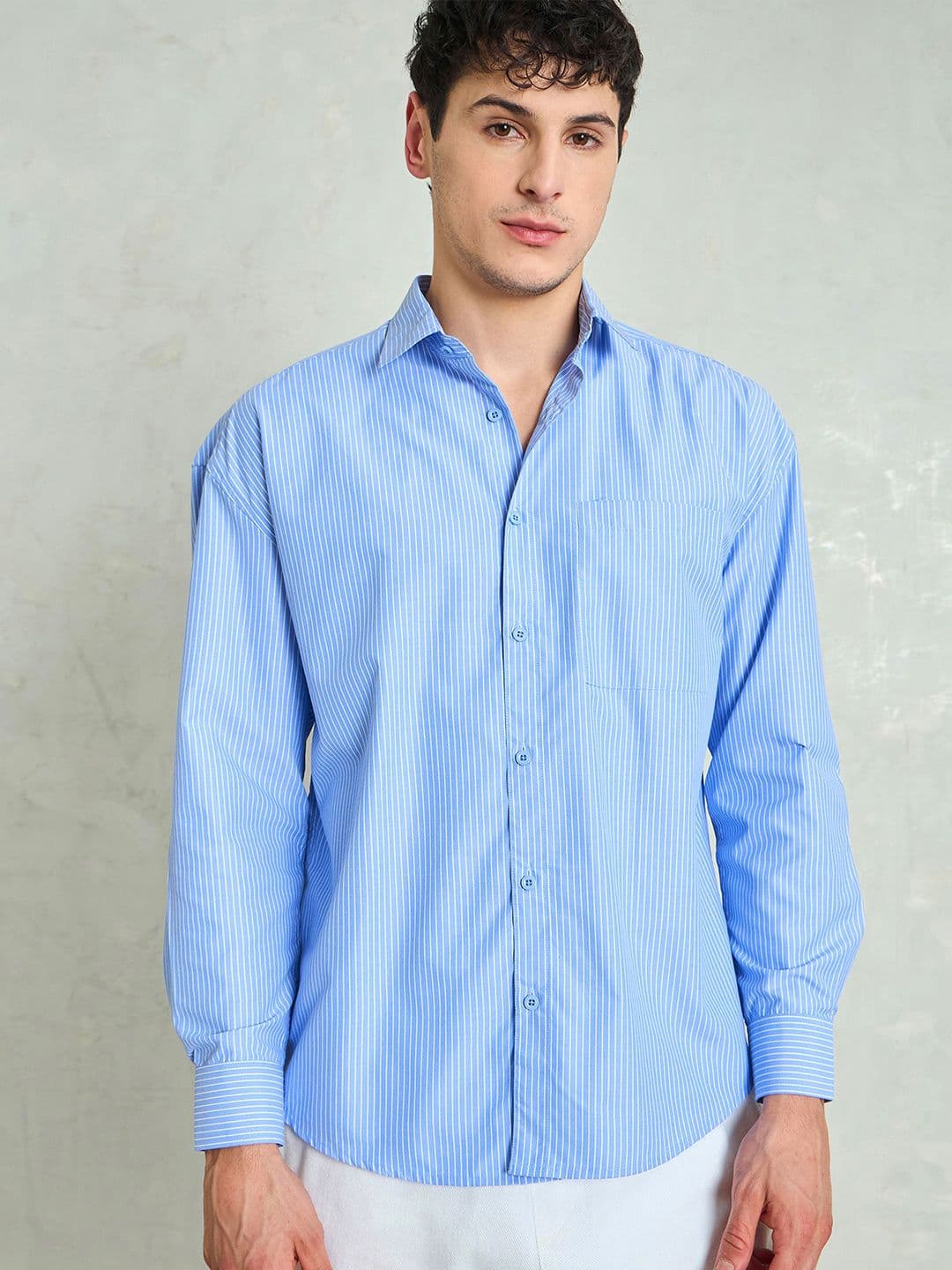 MASCLN SASSAFRAS Vertical Stripes Spread Collar Relaxed Fit Shirt thumbnail 3