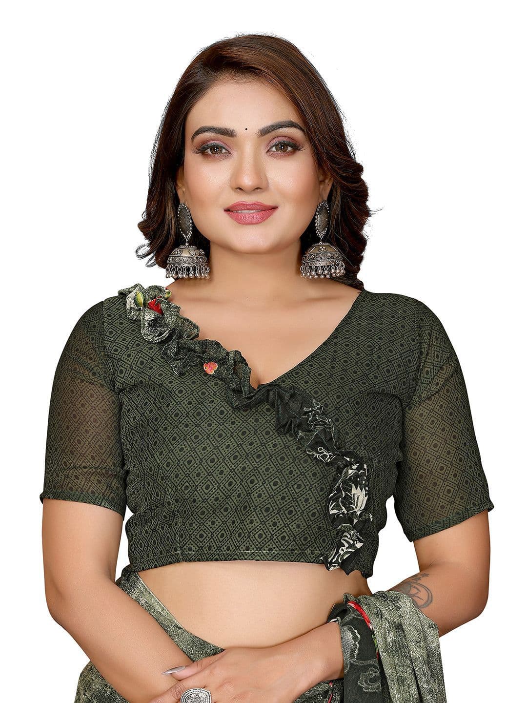 Moda Rapido Floral Poly Georgette Saree thumbnail 5