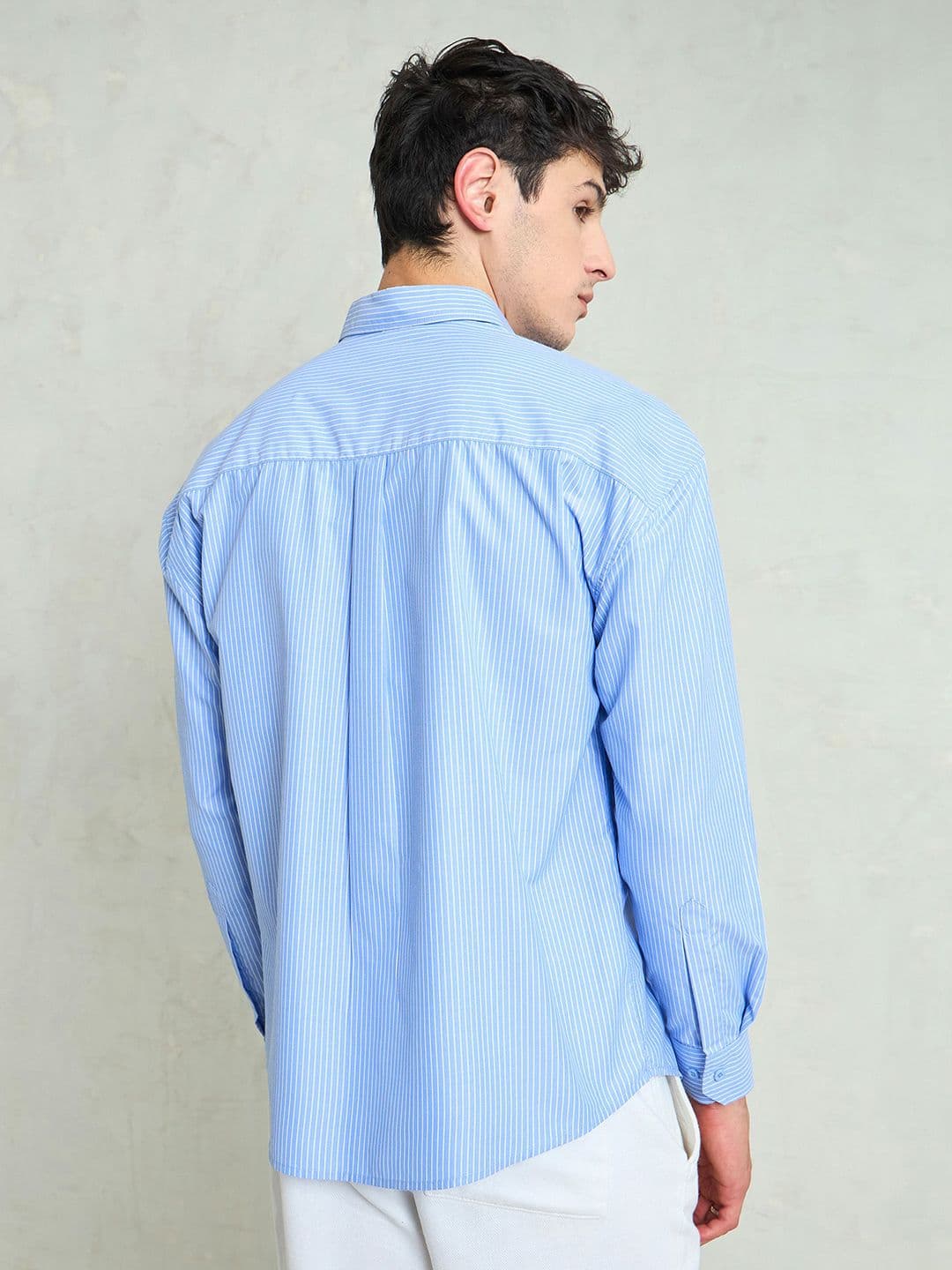 MASCLN SASSAFRAS Vertical Stripes Spread Collar Relaxed Fit Shirt thumbnail 6