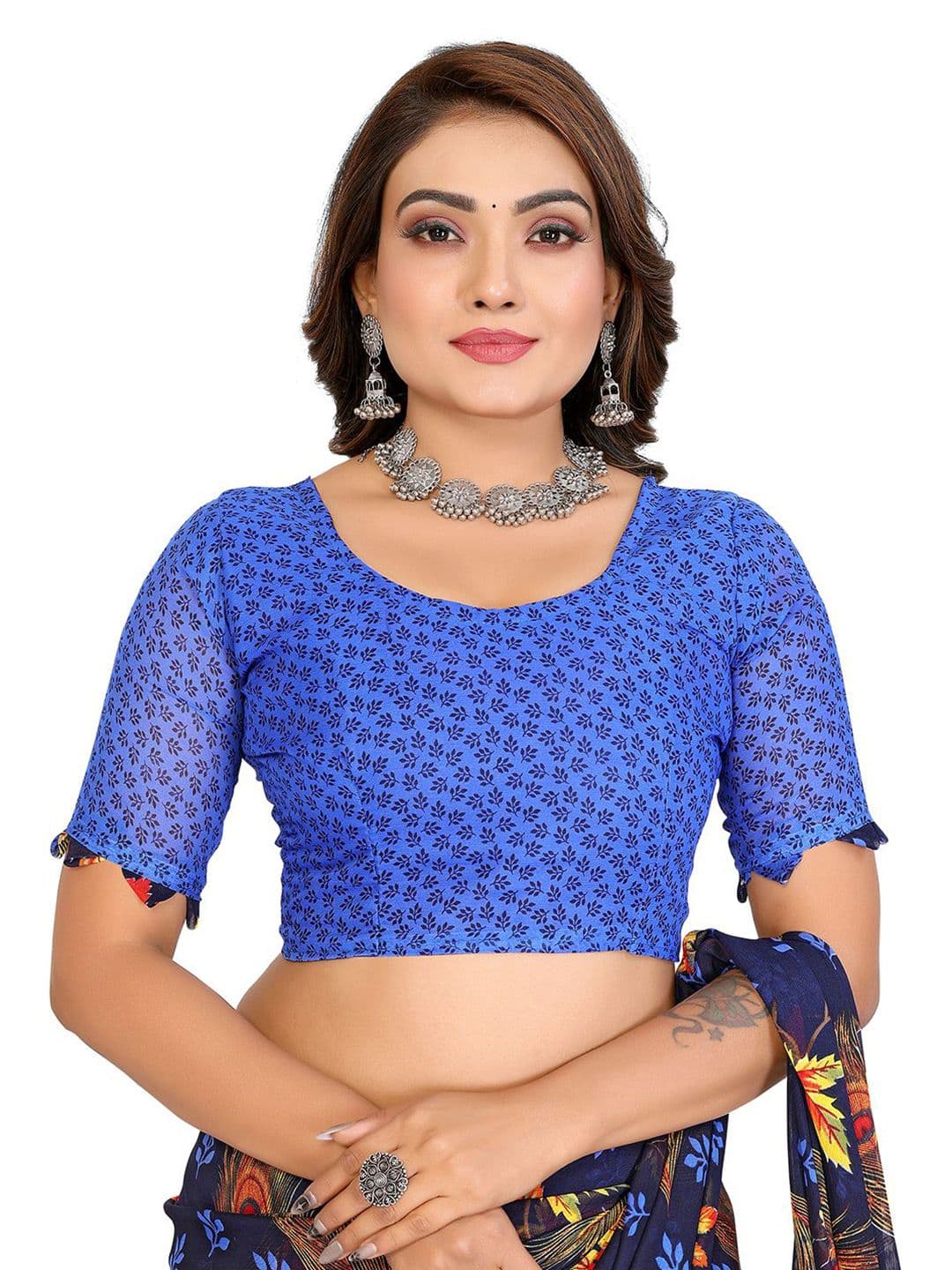 Moda Rapido Floral Poly Georgette Saree thumbnail 2