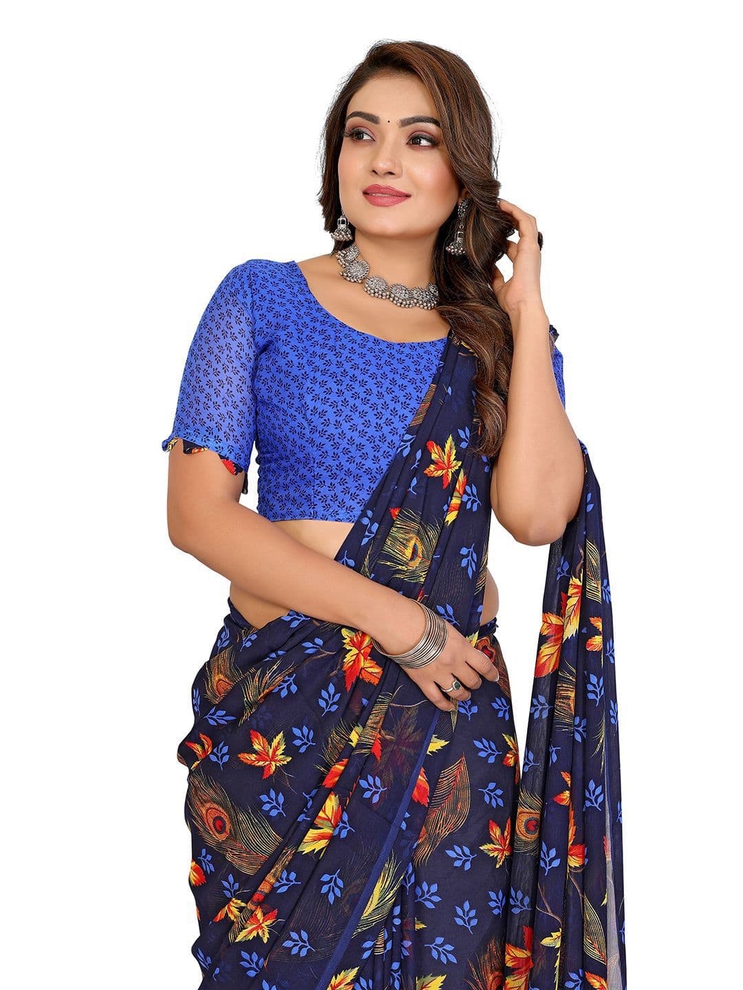 Moda Rapido Floral Poly Georgette Saree thumbnail 6