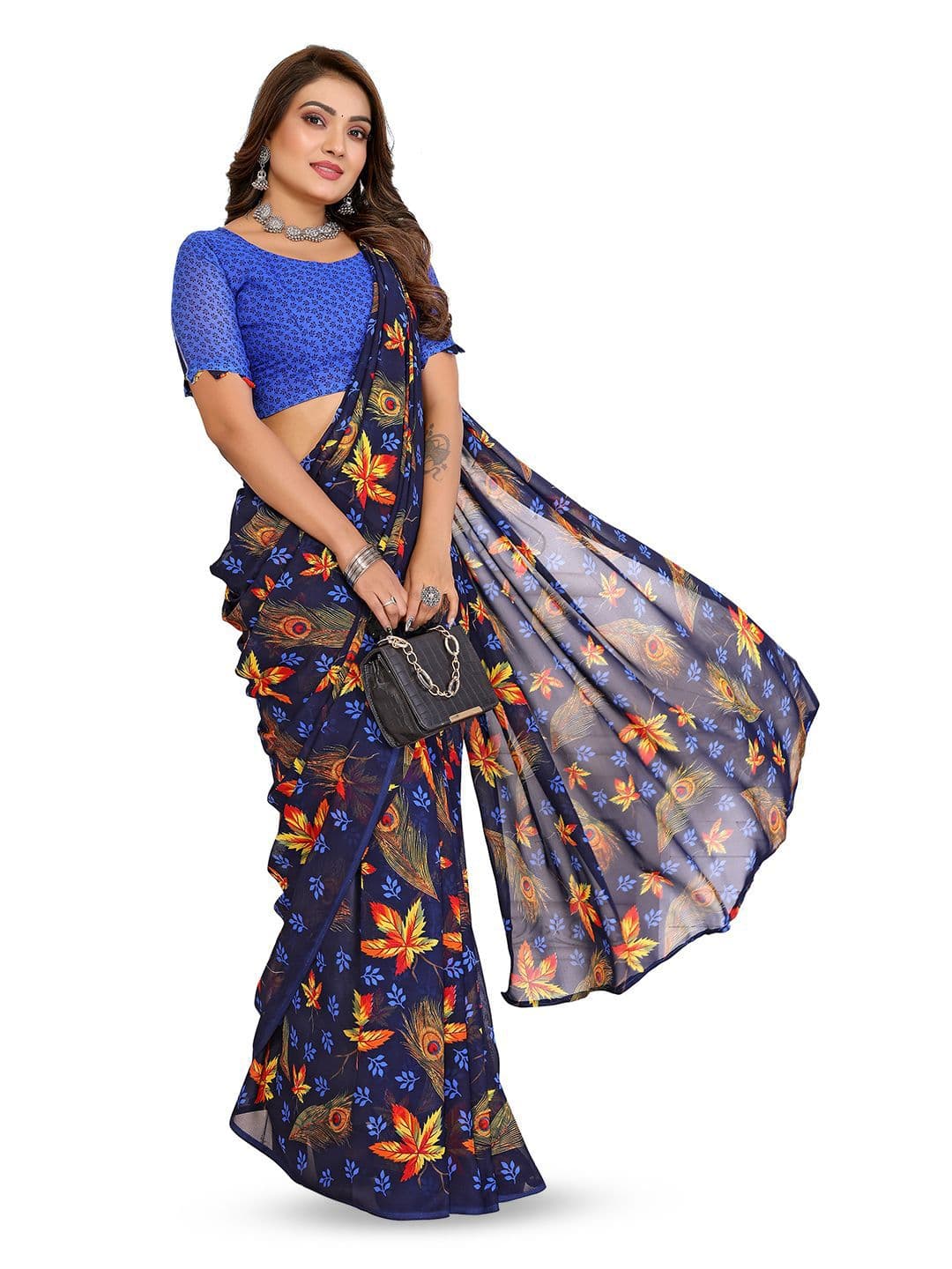 Moda Rapido Floral Poly Georgette Saree thumbnail 7